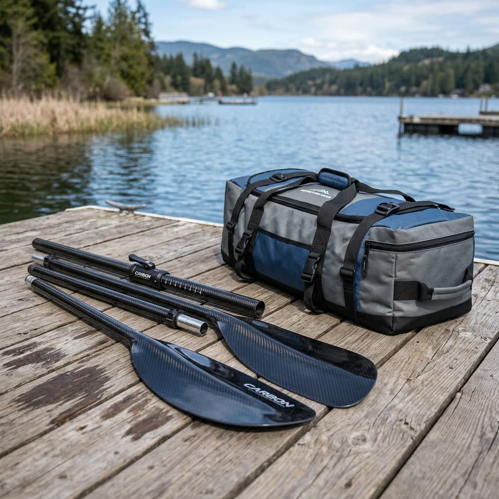 BOTE Rover Aero Carbon 3-piece adjustable SUP paddle disassembled