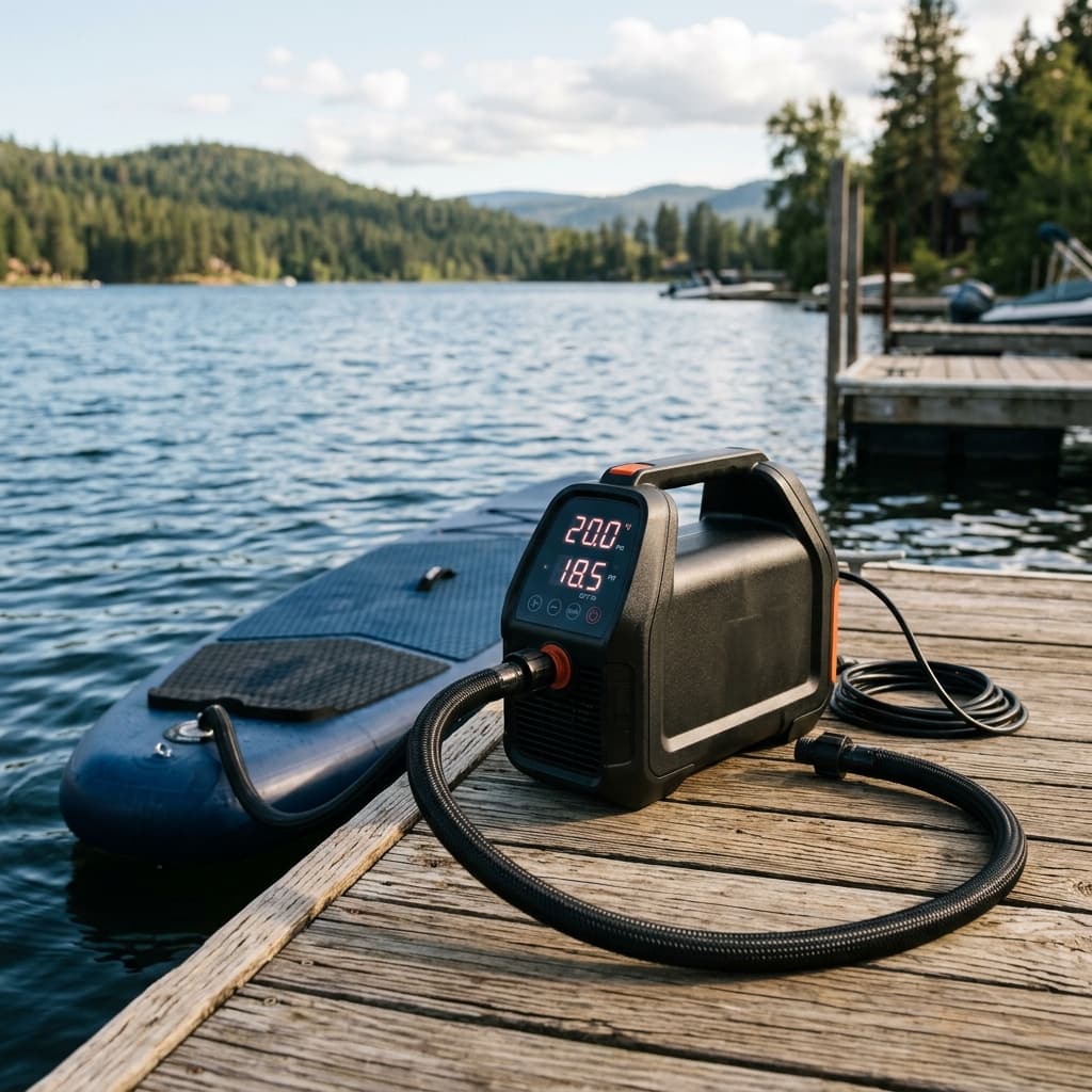 Seamax SUPump Pro electric paddle board pump with dual digital PSI display